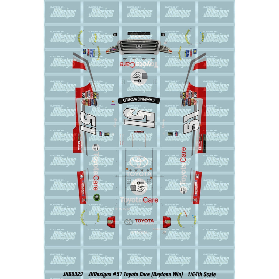 JH Designs Kyle Busch 2014 TRUCK #51 Toyota Care (Daytona Win) 1:64 Racecar Decal Set