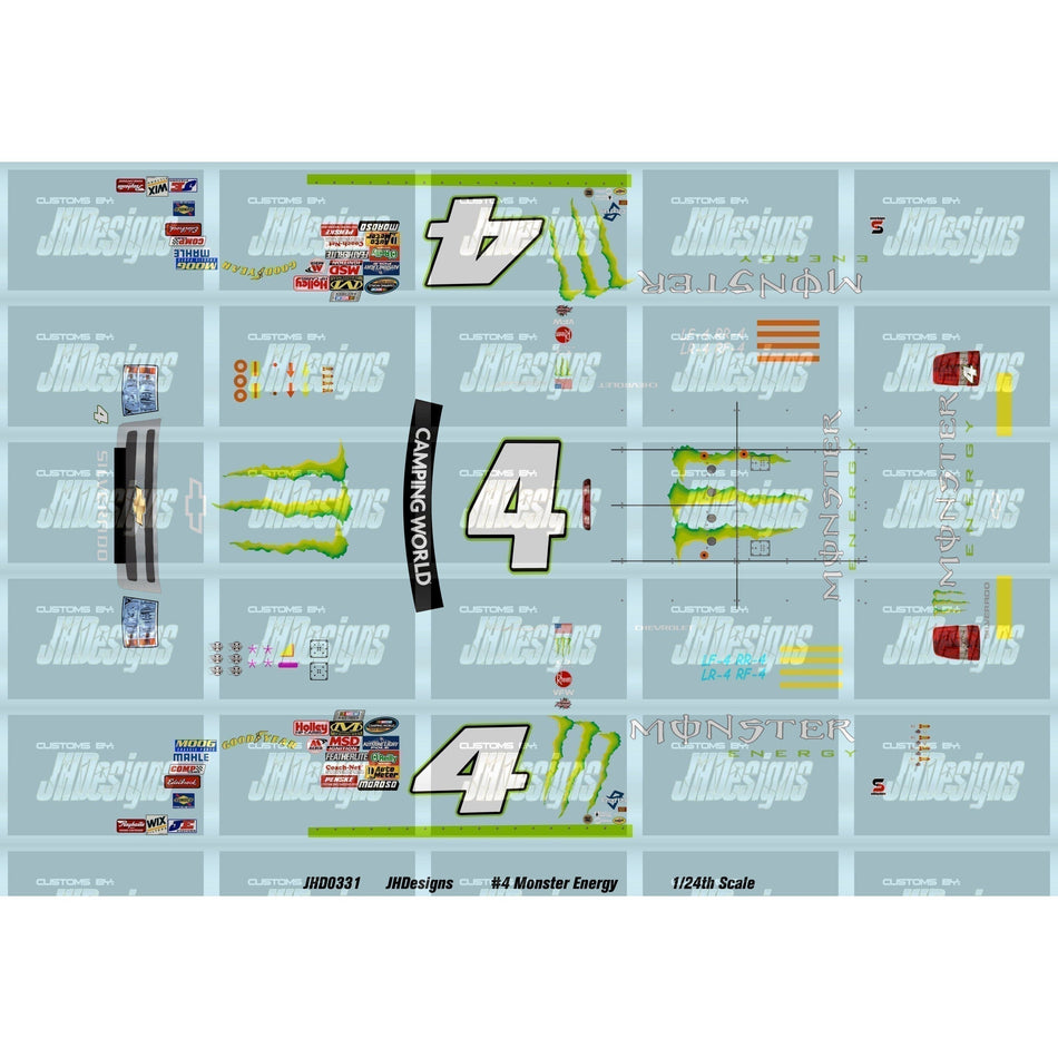 JH Designs Ricky Carmichael 2009 TRUCK #4 Monster Energy 1:24 Racecar Decal Set