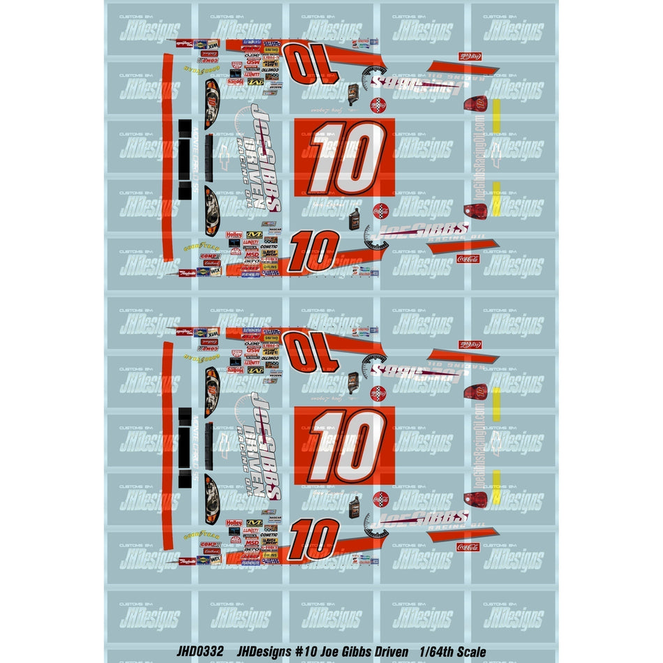 JH Designs Joey Logano 2007 NES #10 Joe Gibbs Driven Oil 1:64 Racecar Decal Set