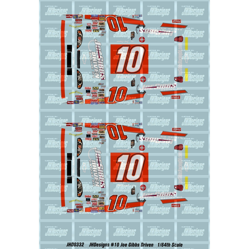 JH Designs Joey Logano 2007 NES #10 Joe Gibbs Driven Oil 1:64 Racecar Decal Set