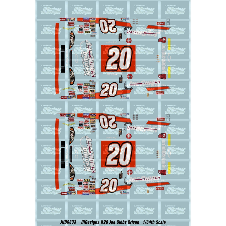 JH Designs Joey Logano 2007 NES #20 Joe Gibbs Driven Oil 1:64 Racecar Decal Set