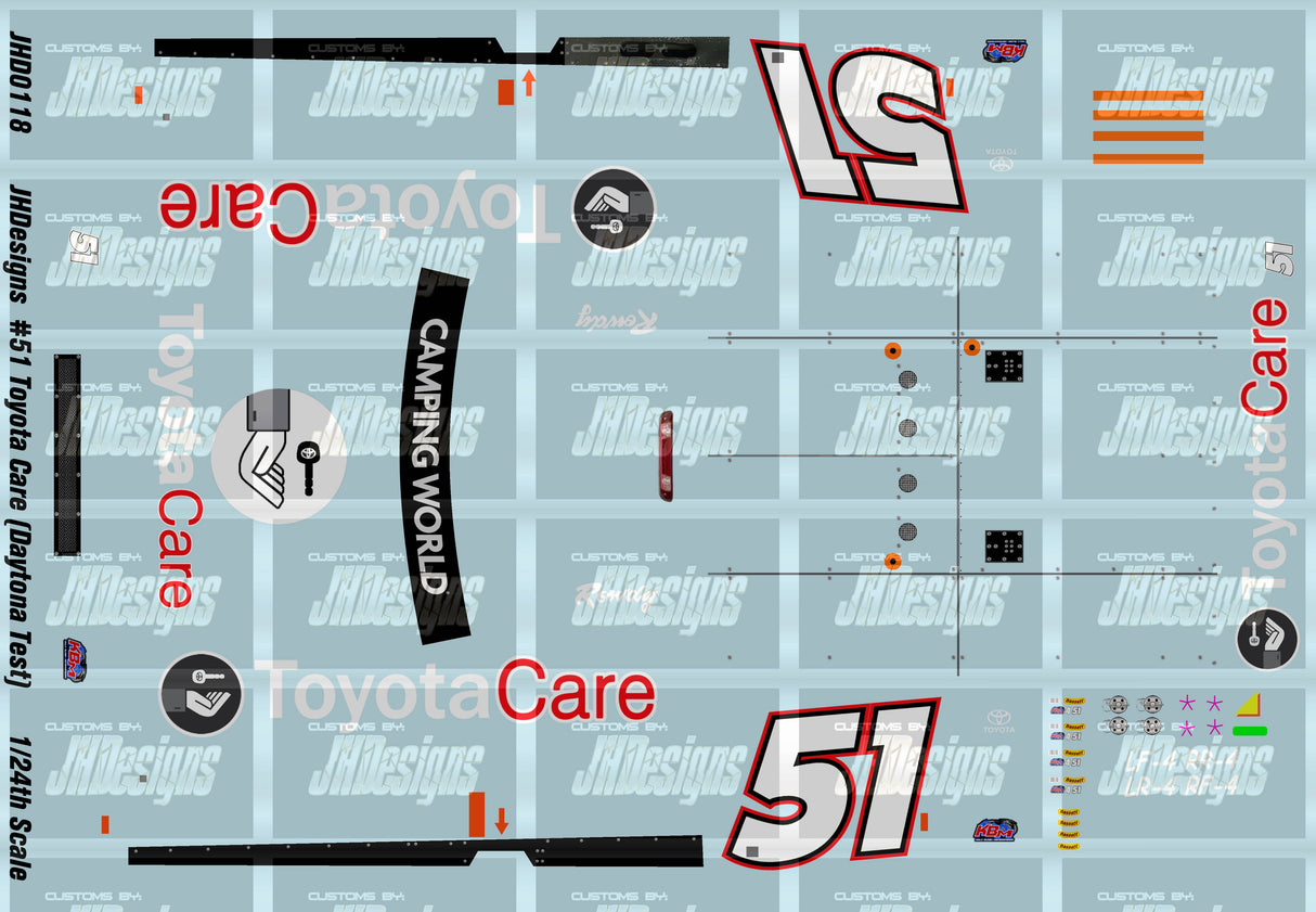 JH Designs Kyle Busch 2014 CWTS #51 Toyota Care (Daytona Test) 1:24 Racecar Decal Set