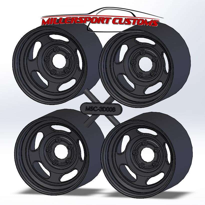 Millersport Customs 1/24 Nascar Bassett Inertia 5 Hole Rim Set – Print ...
