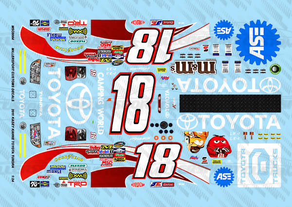 Millersport Customs 2011 Kasey Kahne Toyota ASE Toyota Tundra 1/24 Decal Set