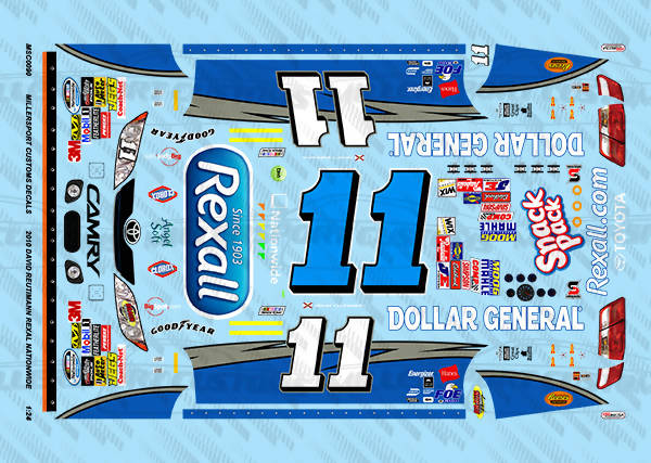 Millersport Customs 2010 David Reutimann Rexall Nationwide Series Toyota Camry 1/24 Decal Set
