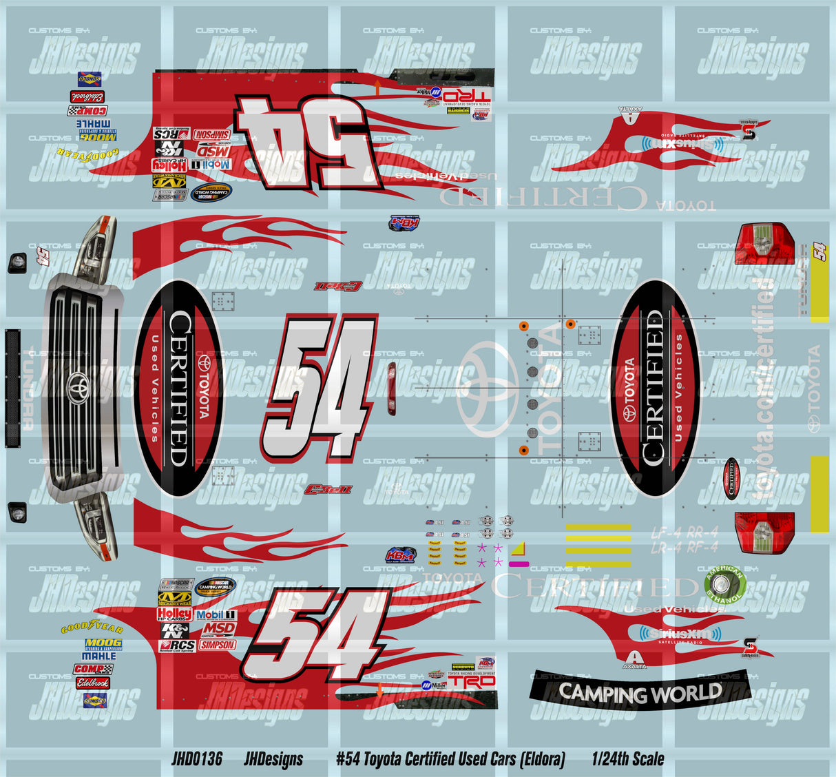 JH Designs Christopher Bell 2015 CWTS #54 Toyota Certified Used Vehicles (Eldora) 1:24 Racecar Decal Set