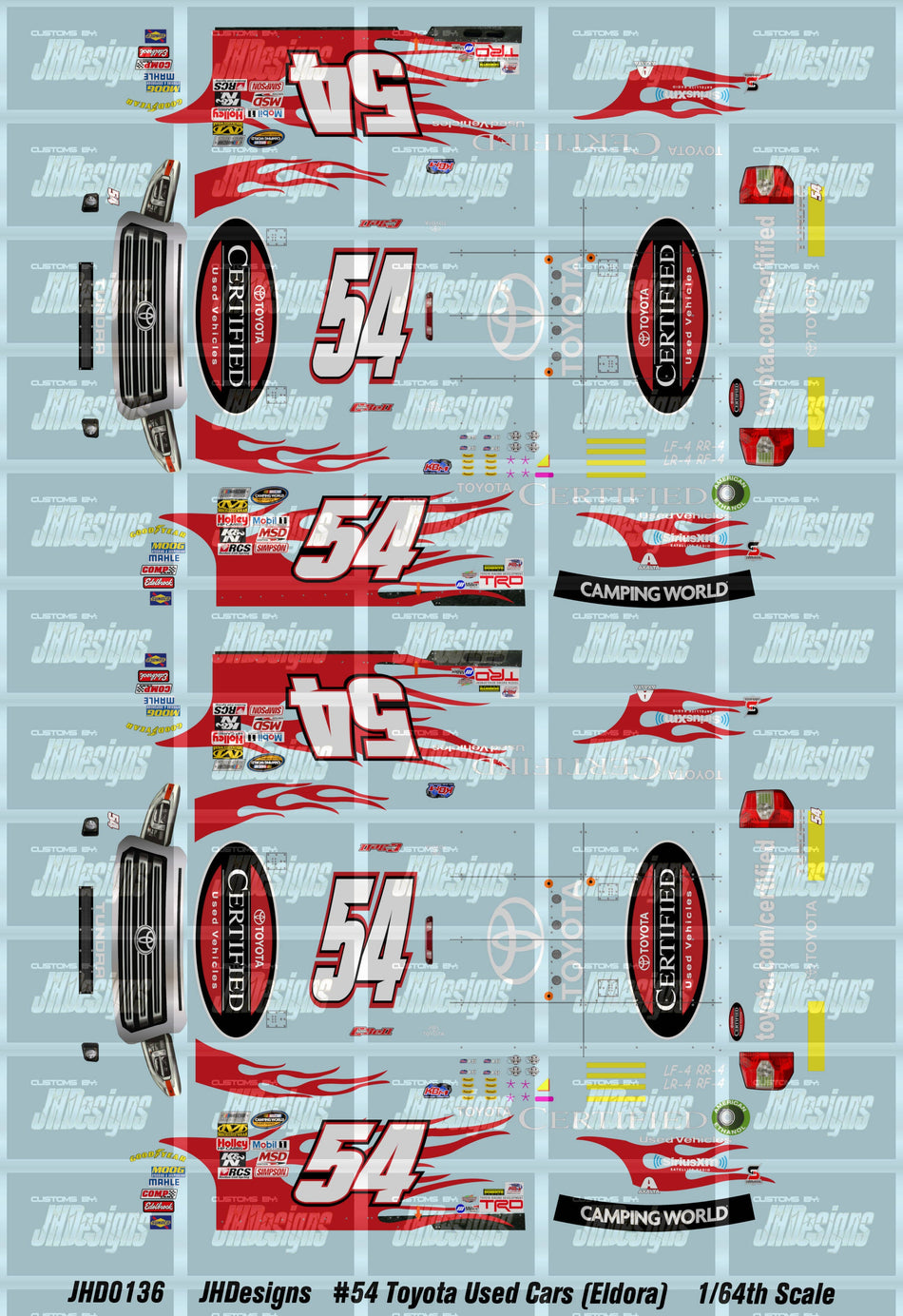 JH Designs Christopher Bell 2015 CWTS #54 Toyota Certified Used Vehicles (Eldora) 1:64 Racecar Decal Set