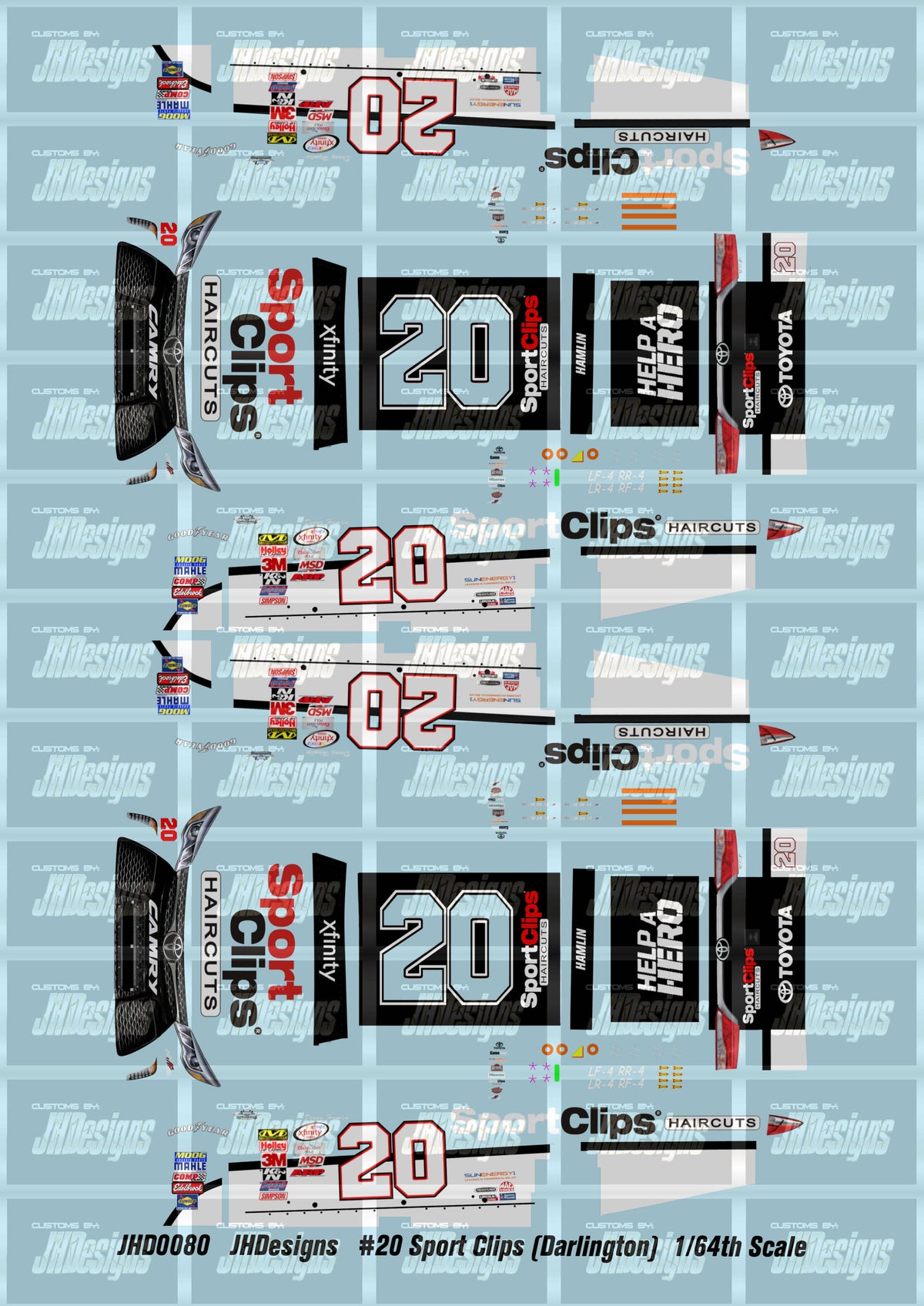 JH Designs Denny Hamlin 2015 NXS #20 Sport Clips Throwback (Darlington ...