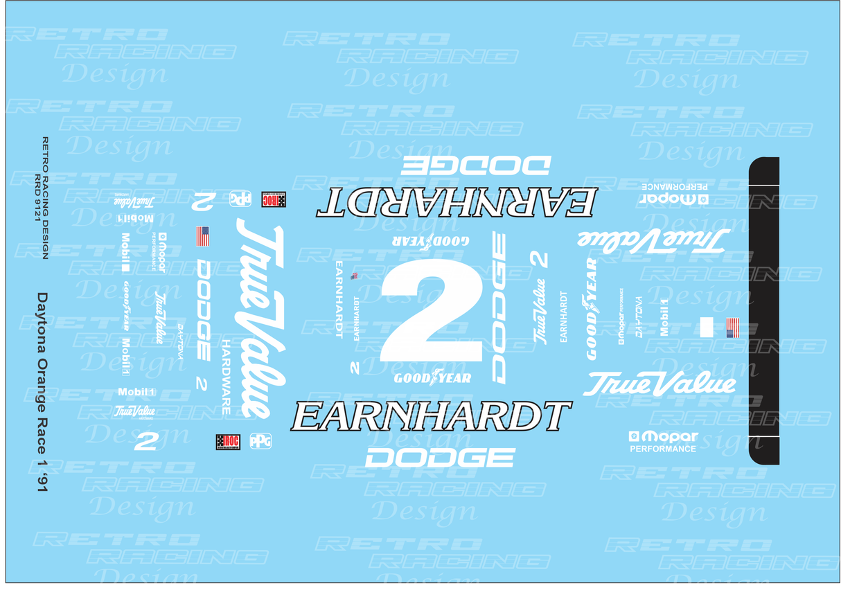 Retro Racing Design '91 Dale Earnhardt #2 Dodge Daytona Orange 1/24 IROC Series Race one