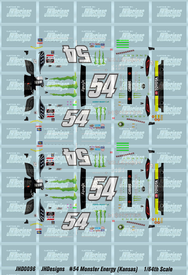 JH Designs Ty Gibbs 2021 XFINITY #54 Monster Energy (Kansas) 1:64 Race ...