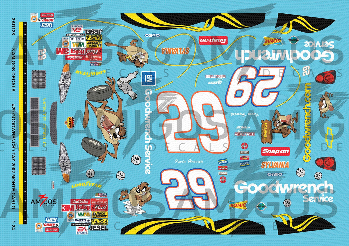 3 Amigos Decals #29 Goodwrench Taz 2002 Monte Carlo 1:24 Decal Set ...