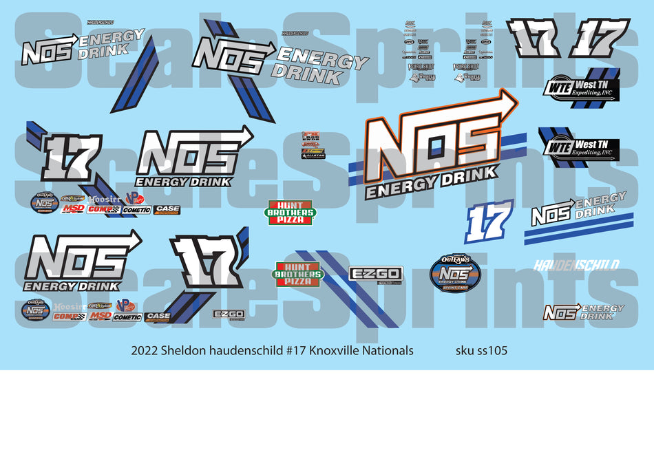 Scale Sprints 2022 Sheldon Haudenschild #17 Knoxville Nationals Sprint Car 1/24 Decal Set