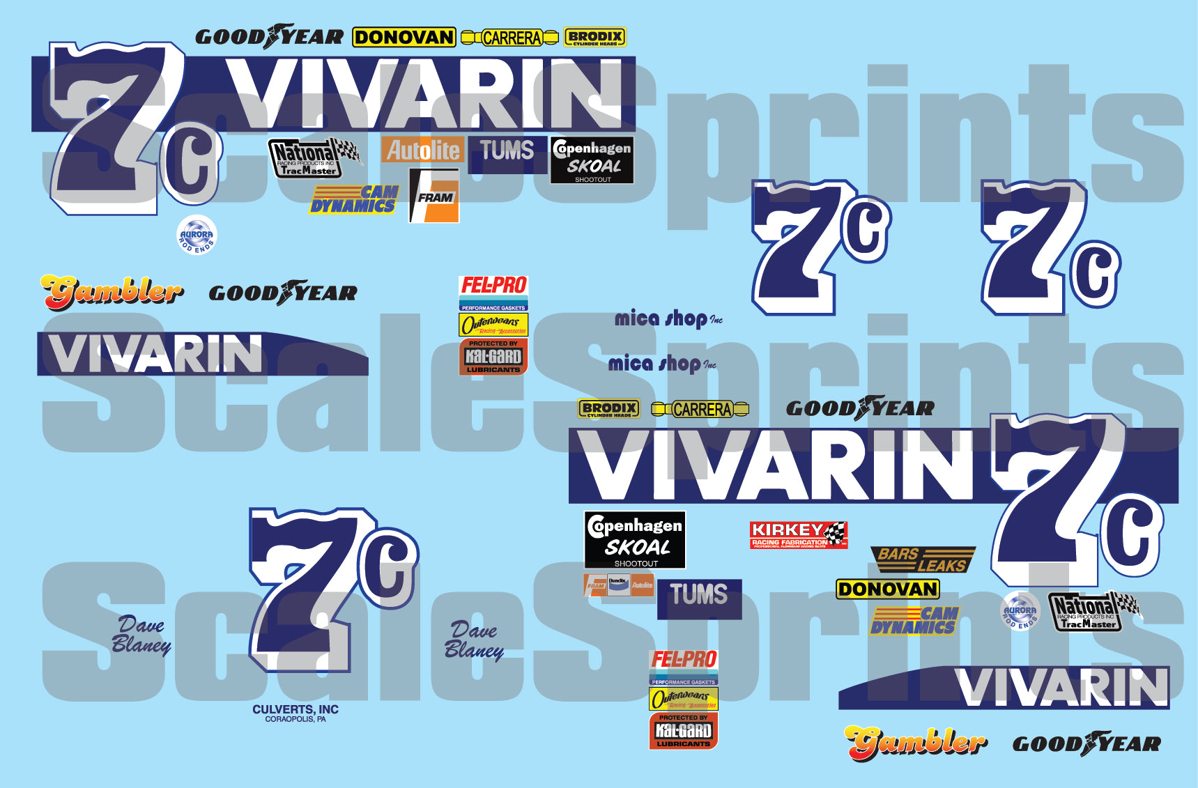 Scale Sprints 1991 Dave Blaney Vivarin #7c Sprint Car 1/24 Decal Set ...