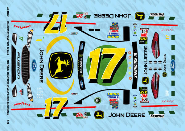 Millersport Customs 2018 Ricky Stenhouse Jr John Deere Darlington Ford Fusion 1/24 Decal Set