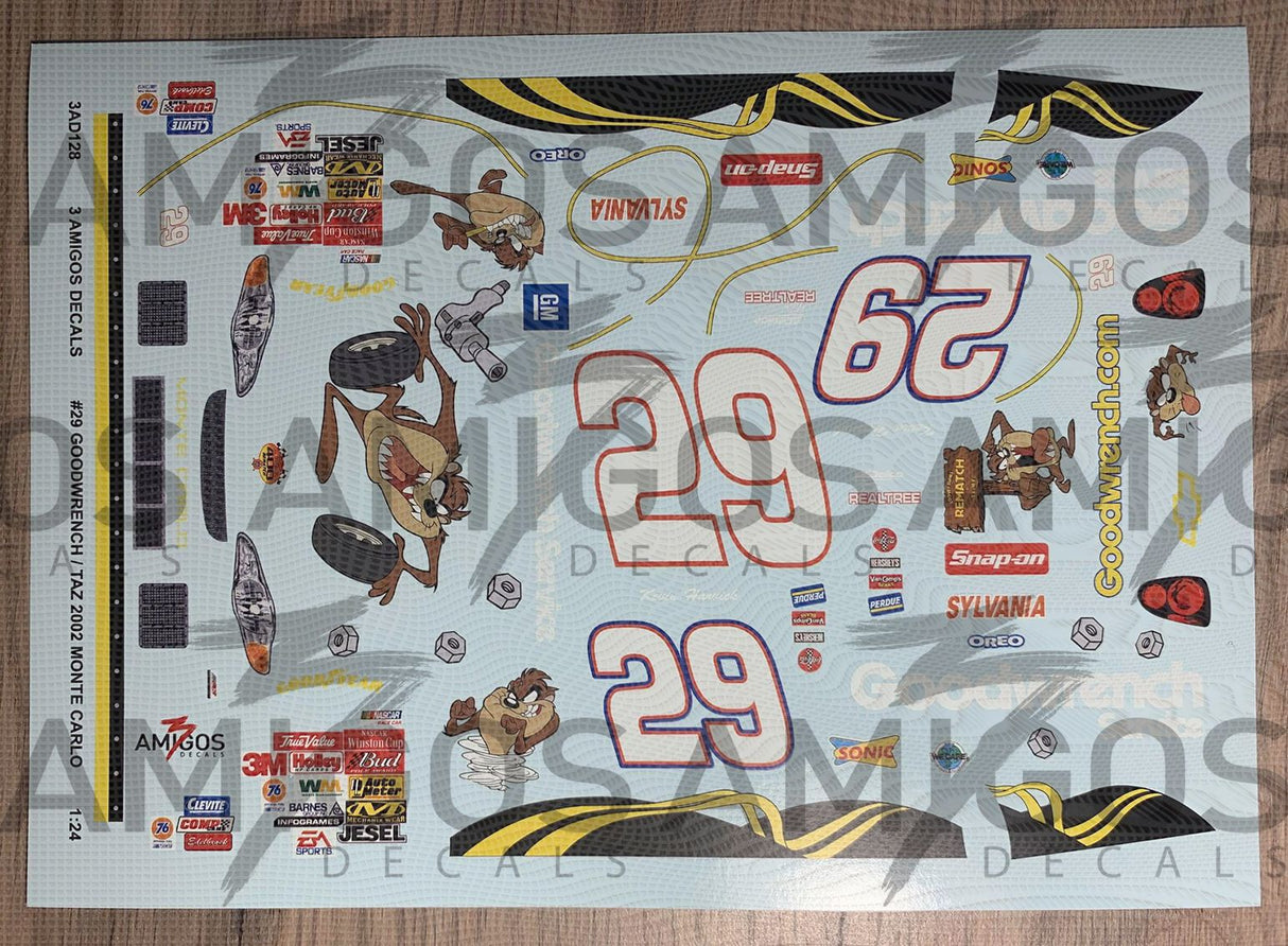 3 Amigos Decals #29 Goodwrench Taz 2002 Monte Carlo 1:24 Decal Set - 2