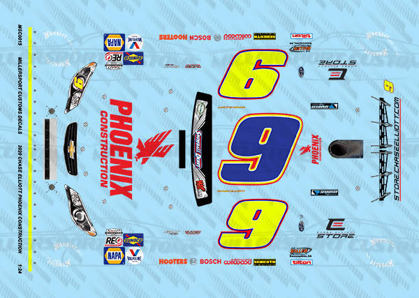 Millersport Customs 2020 Chase Elliott Phoenix Construction Snowball Derby Chevy Late Model 1/24 Decal Set