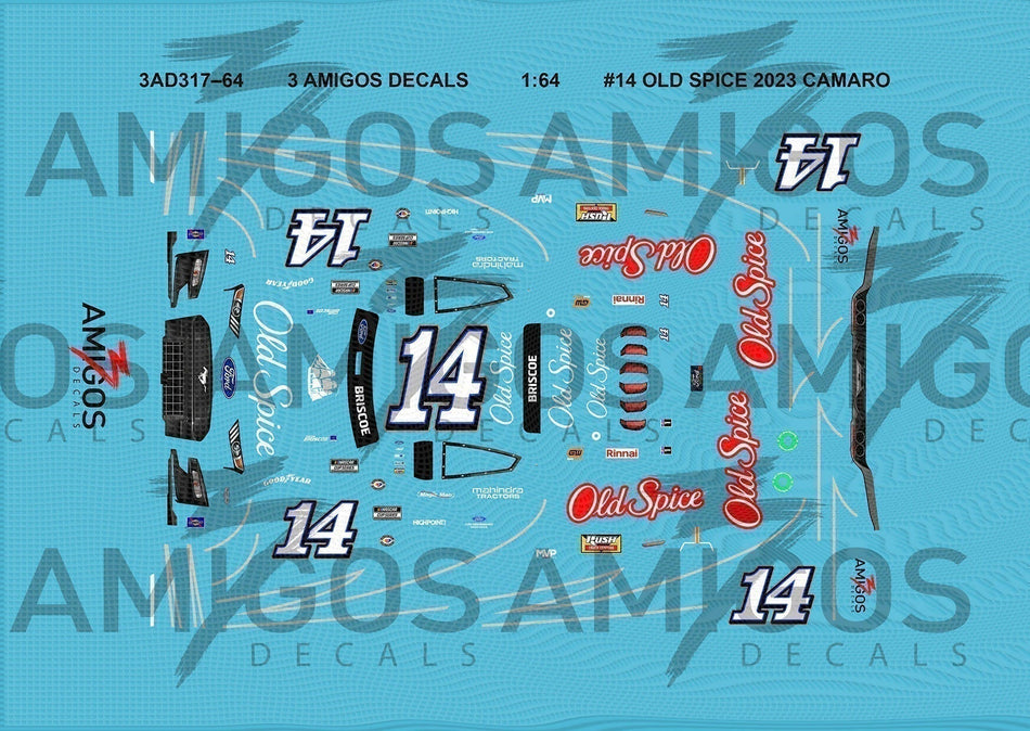 1:64 3 Amigos Decals #14 OLD SPICE 2023 CAMARO Decal Set