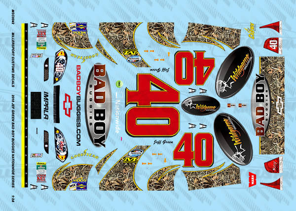 Millersport Customs 2010 Jeff Green Bad Boy Buggies Nationwide Series Chevy Impala 1/24 Decal Set
