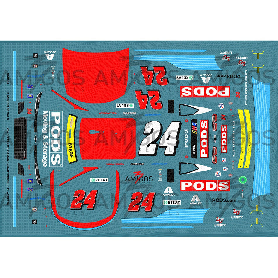 3 Amigos Decals #24 PODS 2023 CAMARO Decal Set 1:24