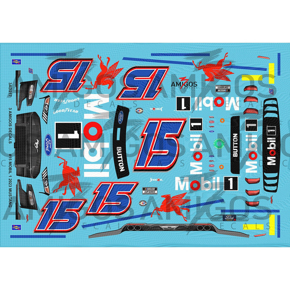 3 Amigos Decals #15 MOBIL 1 2023 Mustang Decal Set 1:24