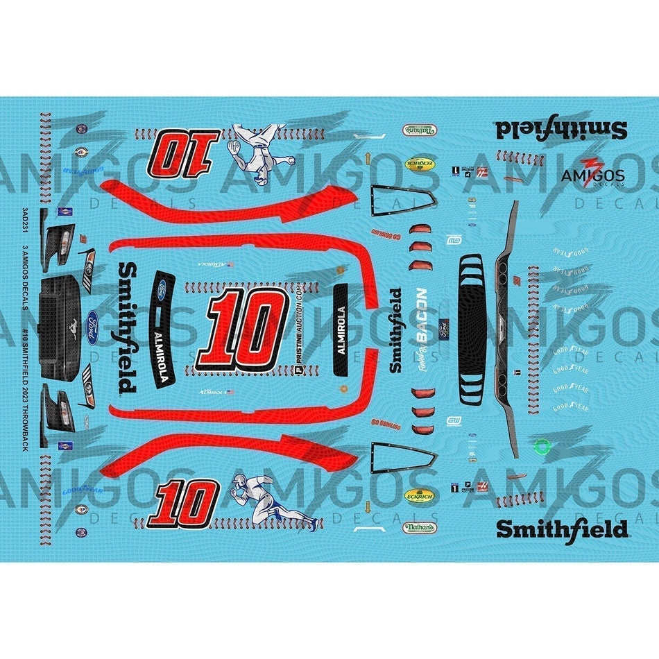 3 Amigos Decals #10 SMITHFIELD 2023 MUSTANG THROWBACK DARLINGTON Decal Set 1:24