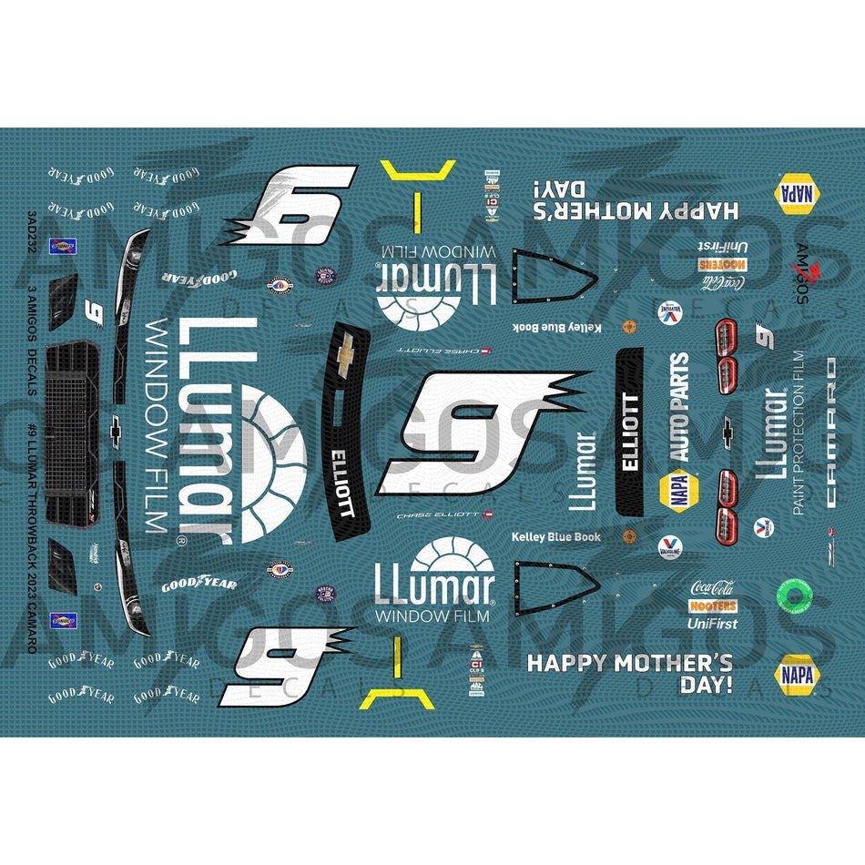 3 Amigos Decals #9 LLUMAR 2023 CAMARO THROWBACK DARLINGTON Decal Set 1:24