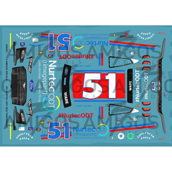 3 Amigos Decals #51 NURTEC ODT 2022 MUSTANG THROWBACK Decal Set 1:24 ...