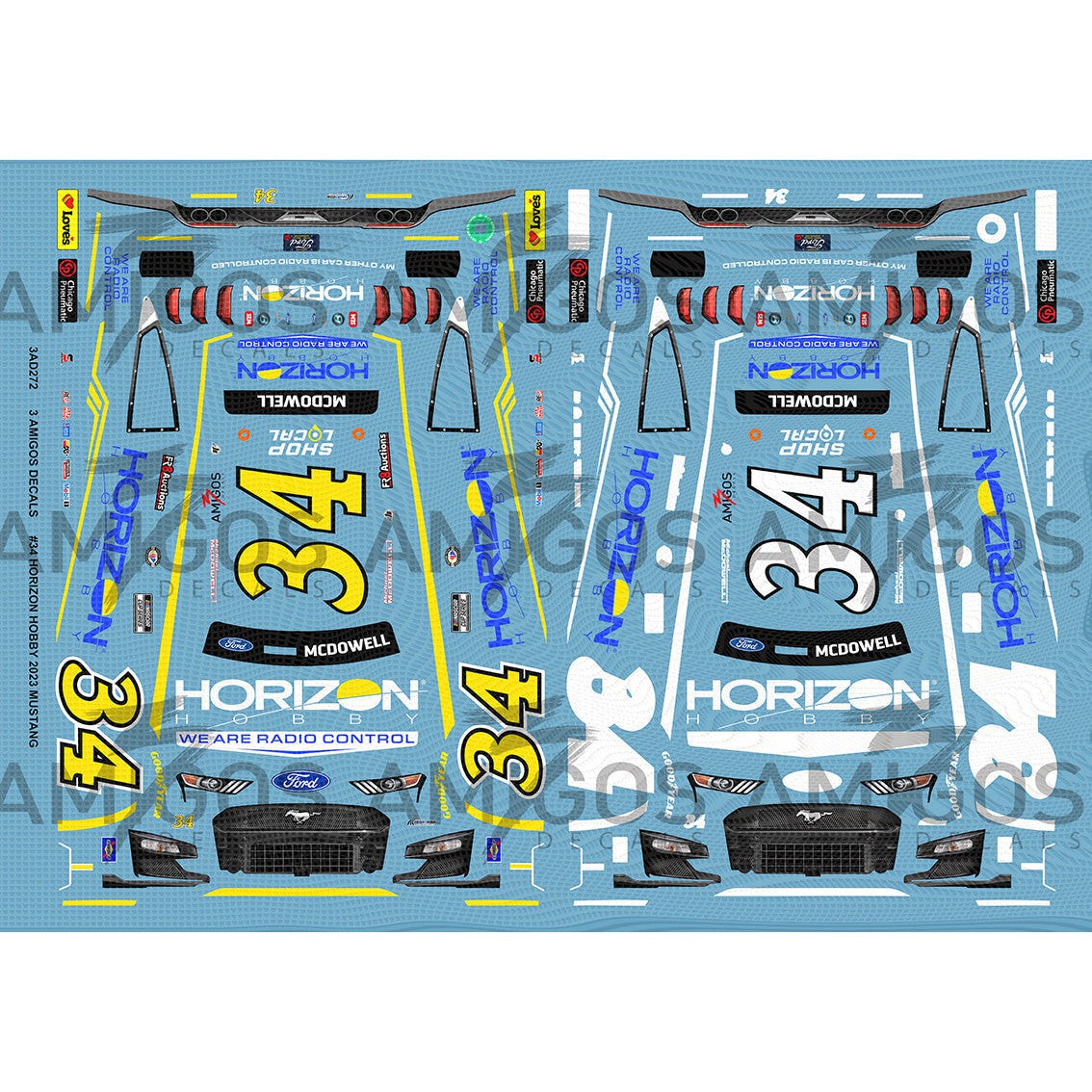 3 Amigos Decals #34 HORIZON HOBBY 2023 MUSTANG Decal Set 1:24 – Print ...
