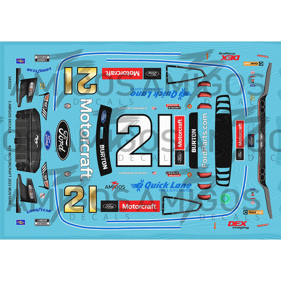 3 Amigos Decals #21 MOTORCRAFT 2023 MUSTANG Decal Set 1:24