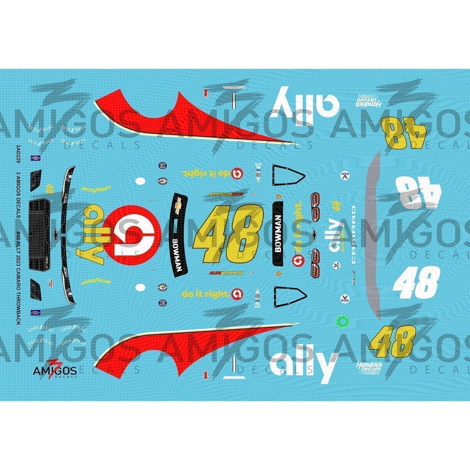 3 Amigos Decals #48 ALLY 2023 CAMARO DARLINGTON THROWBACK Decal Set 1:24