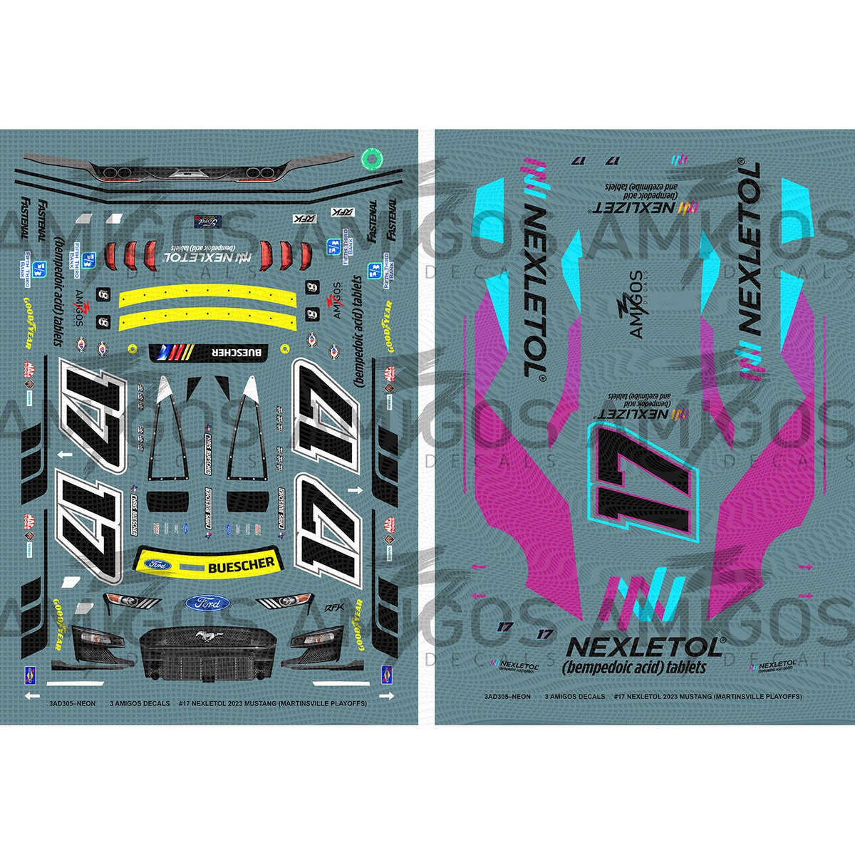 3 Amigos Decals #17 NEXLETOL 2023 MUSTANG Decal Set 1:24 – Print it Decals