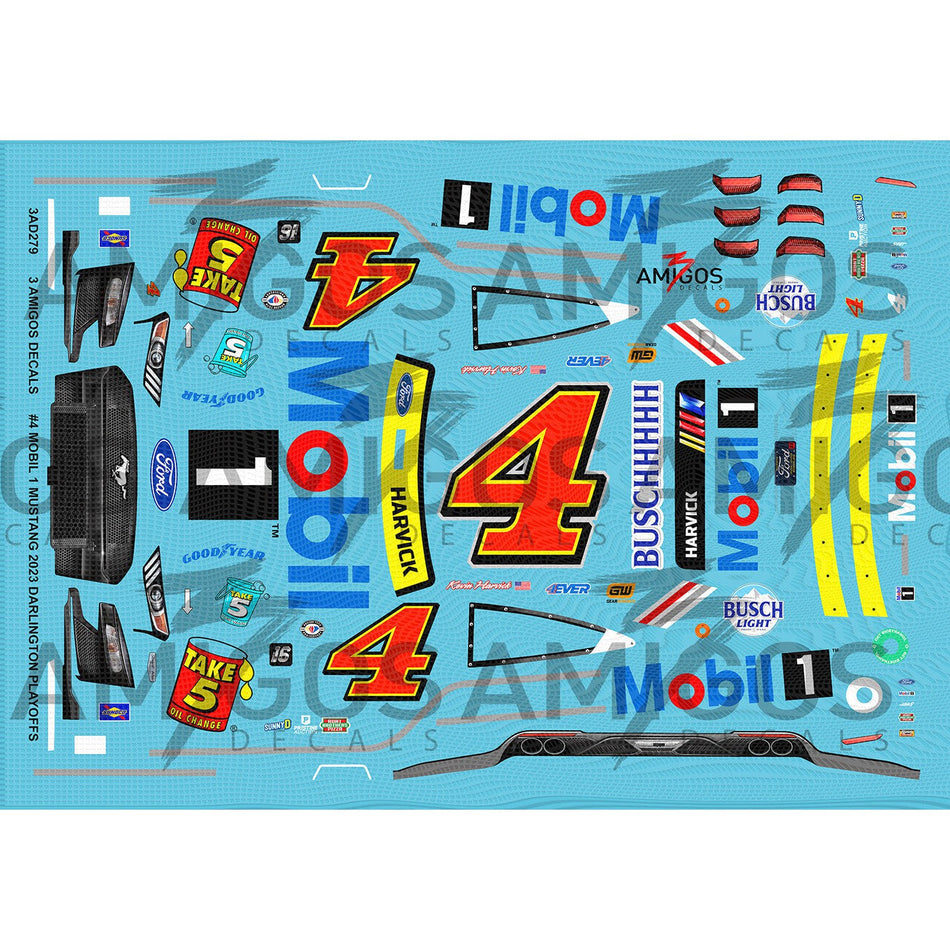 3 Amigos Decals #4 MOBIL 1 2023 MUSTANG DARLINGTON PLAYOFFS Decal Set 1:24