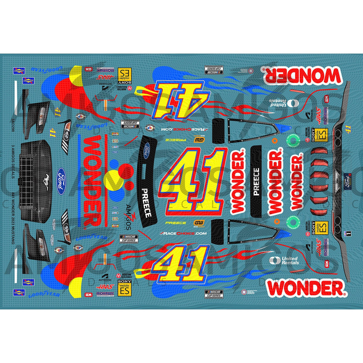 3 Amigos Decals #41 WONDER 2023 MUSTANG Decal Set 1:24 – Print it Decals
