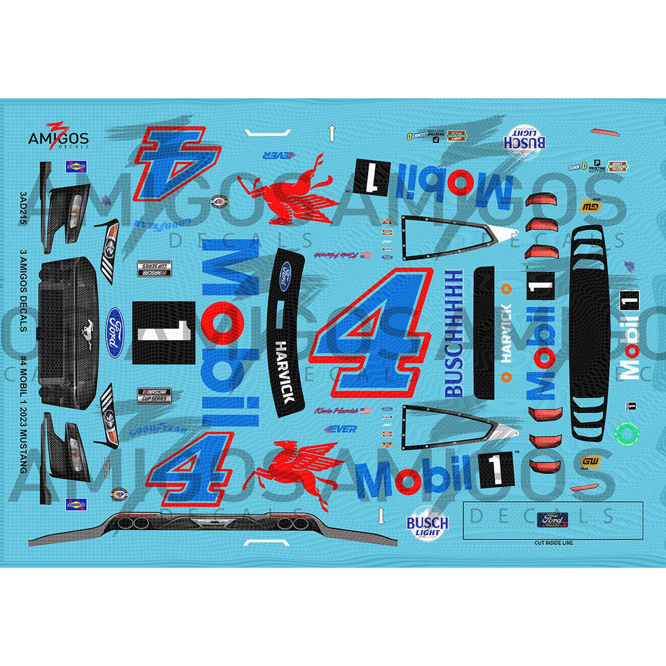 3 Amigos Decals #4 MOBIL 1 2023 Mustang Decal Set 1:24