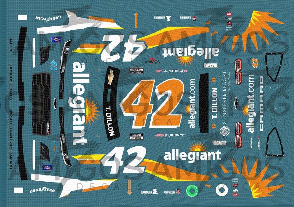 3 Amigos Decals #42 ALLEGIANT 2022 CAMARO 1/24 Decal Set - 1