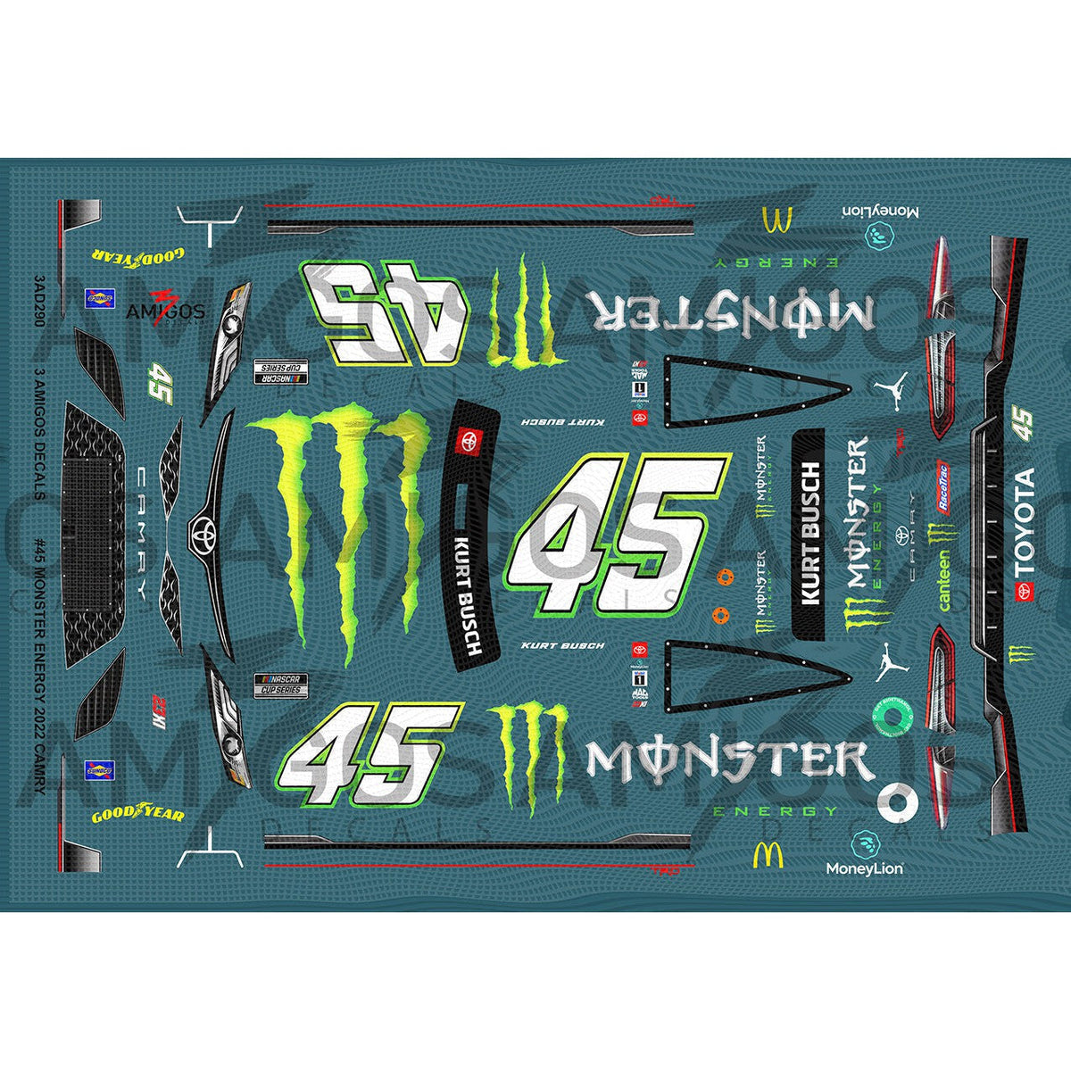 Monster Racers Decals 3 Amigos Decals #45 MONSTER ENERGY 2022 CAMRY Decal Set 1:24 – Print it ...