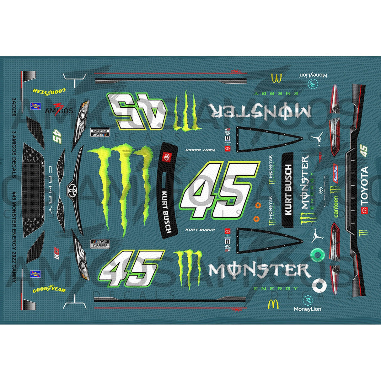 3 Amigos Decals #45 MONSTER ENERGY 2022 CAMRY Decal Set 1:24