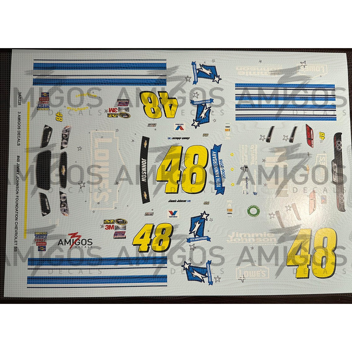 3 Amigos Decals #48 JIMMIE JOHNSON FOUNDATION CHEVROLET SS 1:24 DECAL SET
