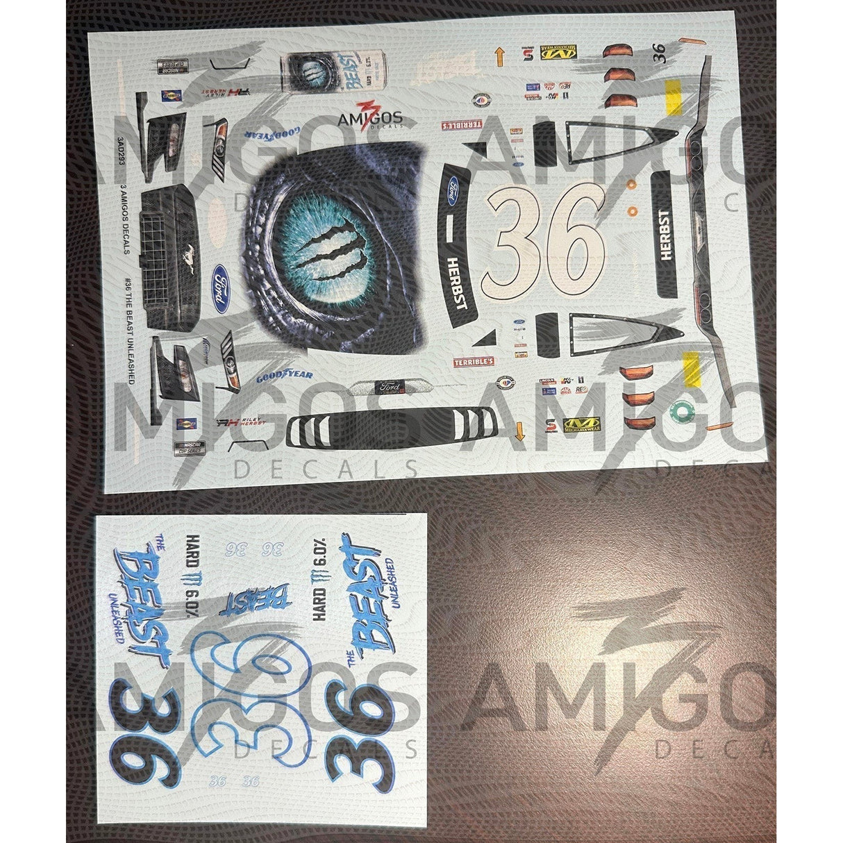 3 Amigos Decals #36 THE BEAST UNLEASHED 2023 MUSTANG Decal Set 1:24