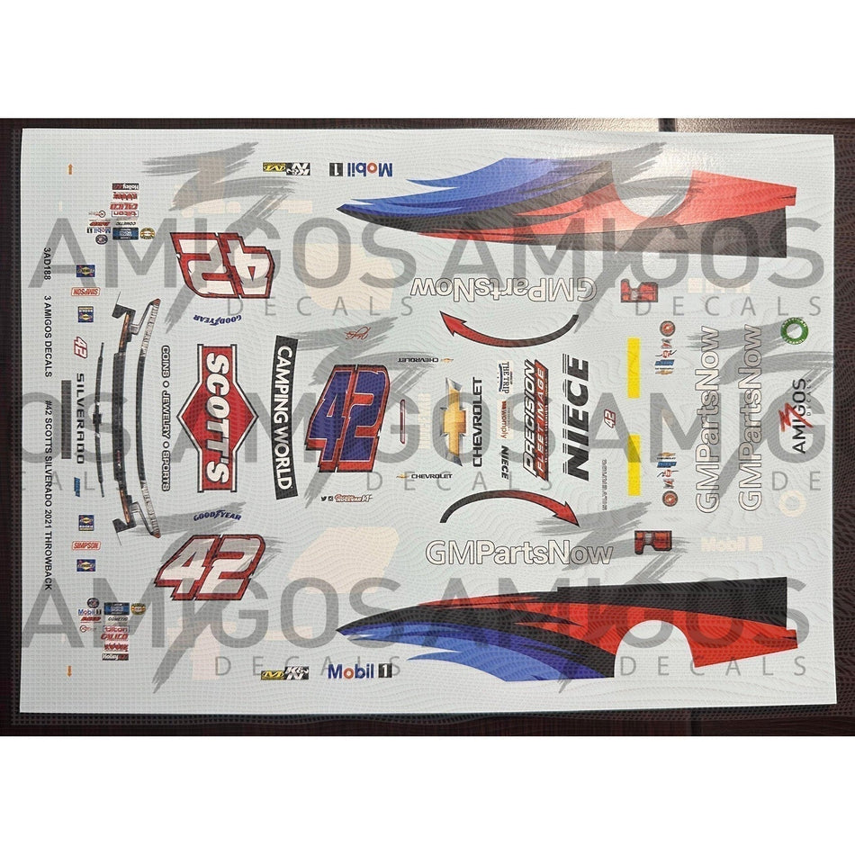 3 Amigos Decals #42 SCOTT´S 2021 Silverado Darlington Throwback 1:24 decal set