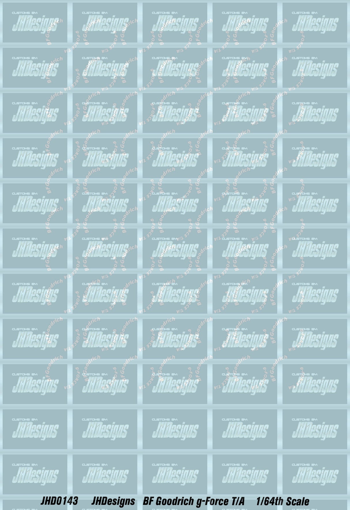 JH Designs BF Goodrich - G-Force T/A Tire 1:64 Racecar Decal Set