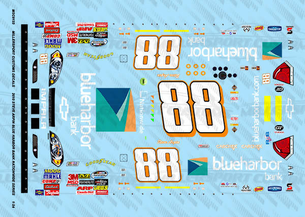 Millersport Customs 2010 Steve Arpin Blue Harbor Bank Nationwide Series Chevy Impala 1/24 Decal Set