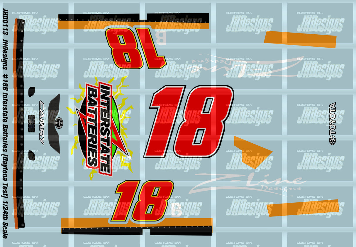 JH Designs Kyle Busch 2008 NWS #18B Interstate Batteries (Daytona Test) 1:24 Racecar Decal Set